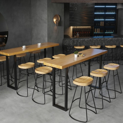 Bar-Esstisch aus Kiefernholz, moderner rechteckiger Bartisch f&uuml;r Milchtee-Shop