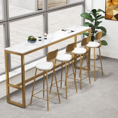 Glam 1/2/5/7-teiliges Bartisch-Set, rechteckiger Stein-Thekentisch mit hohen Hockern
