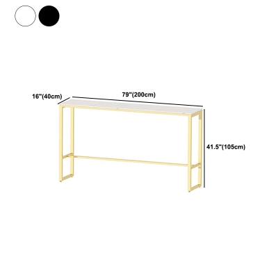 Rechteckiger Stehtisch mit Marmorplatte, moderner Bistrotisch mit Bockgestell in Gold