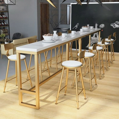 Rechteckiger Bartisch im glamour&ouml;sen Stil, Massivholz-Bar-Esstisch mit Bockgestell