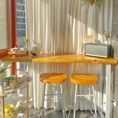 Modernes rechteckiges Massivholz-Bartisch-Set, 1/2/3-teilig, Thekentisch mit Holzhockern