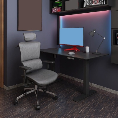 Ergonomischer, h&ouml;henverstellbarer B&uuml;rostuhl, Lordosenst&uuml;tze, drehbarer Computer-Netzstuhl