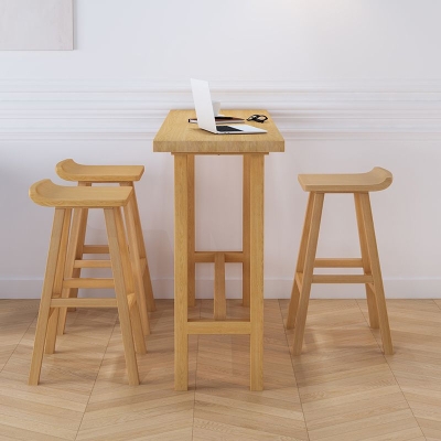 Rechteckiger Bartisch mit Kiefernholzplatte, moderner Bistrotisch mit Bockgestell in Natur