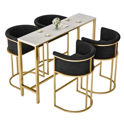 Glam 1/3/5-teiliges Bartisch-Set, rechteckiger Stein-Thekentisch mit hohen Hockern f&uuml;r die K&uuml;che