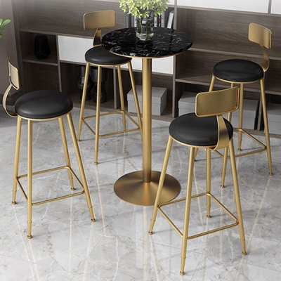 Glamour&ouml;ser Bartisch aus Kunstmarmor, 41,3 Zoll hoch, Cocktailtisch in Barh&ouml;he mit Sockel und Metallsockel
