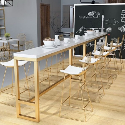 Glam 1/4/7-teiliges Bartisch-Set, rechteckiger Tresentisch aus Kiefernholz mit hohen Hockern