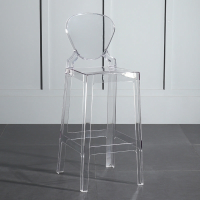Fu&szlig;st&uuml;tzenm&ouml;bel, moderner Kunststoff-Thekenhocker mit niedriger R&uuml;ckenlehne und 4 Beinen