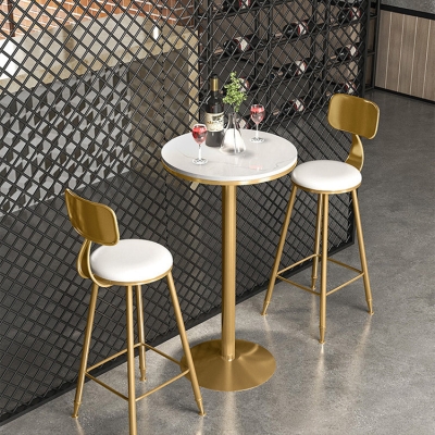 1/3-teiliges Glam-Bartisch-Set, rundes Bistro-Set mit wei&szlig;er Kunstmarmorplatte