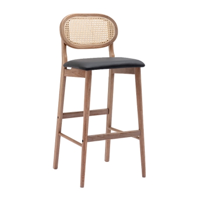 Zeitgen&ouml;ssische Barhocker aus Eschenholz f&uuml;r den Innenbereich, Rattan-Hocker mit niedriger R&uuml;ckenlehne
