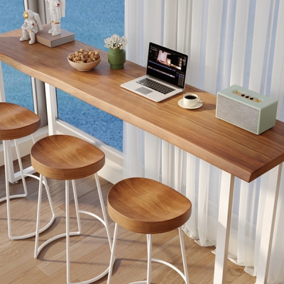 Zeitgen&ouml;ssisches Bartisch-Set, 1/4-teilig, Massivholz-Thekenh&ouml;hen-Set