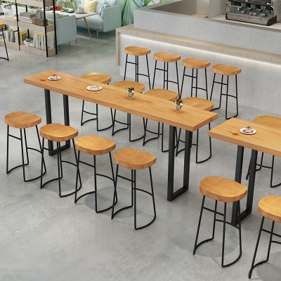 Glamour&ouml;ses Kneipen-Ess-Set aus massivem Holz, 1/2/4/7/9-teilig, nat&uuml;rliches Thekenset f&uuml;r Caf&eacute;s