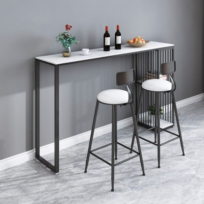 1/3-teiliges Bistro-Set aus Glam-Eisen-Stehtisch mit wei&szlig;er, rechteckiger Kunstmarmorplatte und Regal