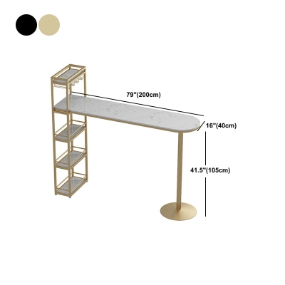 Bartisch mit Marmorplatte, moderner Pub-Tisch mit Metallrahmen und Stauraum