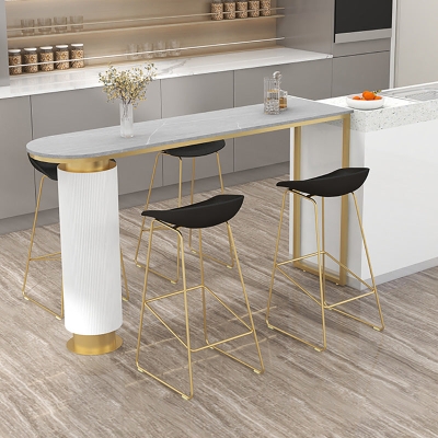 Barhocker aus Kunststoff im Glam-Stil, Eimer-Barhocker mit Metallbeinen