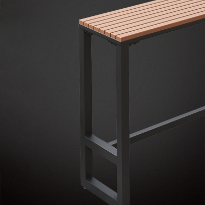 Modernes 1/5-teiliges Bartisch-Set, rechteckiger Kunststoff-Holz-Thekentisch f&uuml;r den Innenhof
