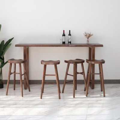 Zeitgen&ouml;ssisches Pub-Set, 1/2/3/5-teilig, Bartisch und Hocker aus massivem Holz