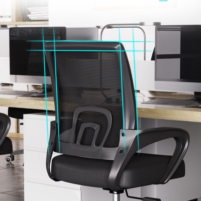 Schreibtischstuhl im modernen Stil, feste Armlehnen, mittlere R&uuml;ckenlehne, ergonomischer B&uuml;rostuhl mit Rollen