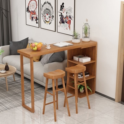Modernes Bartisch-Set, 1/2/3-teilig, Massivholz-Bartisch und r&uuml;ckenfreie Barhocker