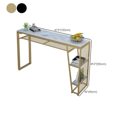Rechteckiger Bartisch im zeitgen&ouml;ssischen Stil, Bistro-Bartisch aus Kunstmarmor mit Stauraum
