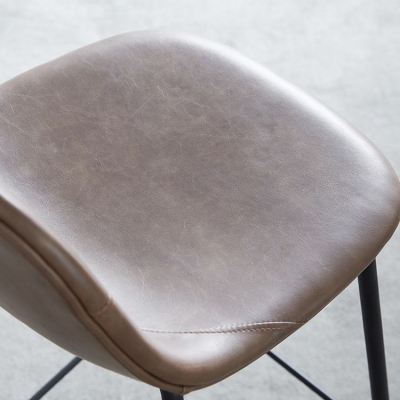 Barhocker aus Leder, moderner Barhocker mit R&uuml;ckenlehne f&uuml;r Bristol mit Metallgestell