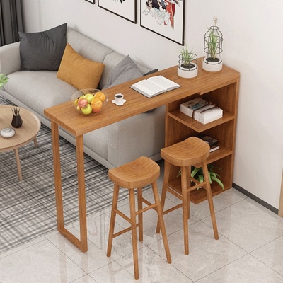 Moderner Bartisch aus massivem Holz, rechteckiger Bar-Esstisch mit Stauraum