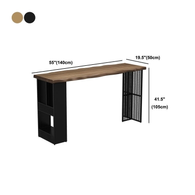 Bar-Esstisch aus Holz, moderner rechteckiger Bartisch mit doppeltem Sockel f&uuml;r das Wohnzimmer
