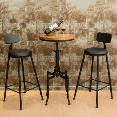 Set tavolo da bar industriale in legno massello da 1/2/3 pezzi Set bancone regolabile