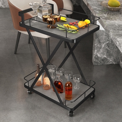 Moderner Esszimmertisch mit offenen Regalen, K&uuml;chenwagen