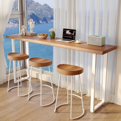 Tavolo da pranzo moderno da bar in legno massello ad altezza bancone