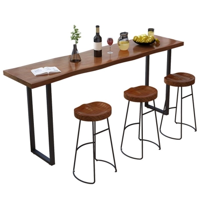 Rechteckiger Bistrotisch mit Kiefernholzplatte, industrieller Bartisch mit Bockgestell in Schwarz