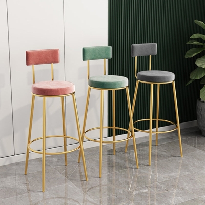 Esszimmerhocker mit Glam-R&uuml;ckenlehne, runde Barhocker mit Metallbeinen