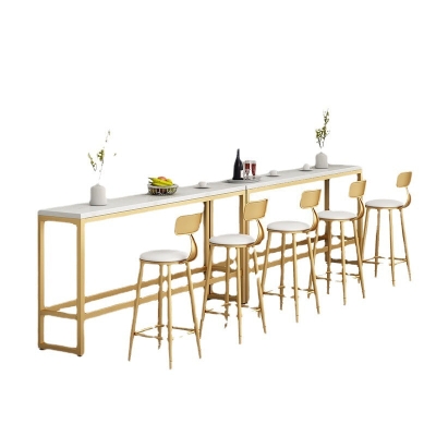 Wei&szlig;er Massivholz-Bartisch mit Bockgestell, Esstisch f&uuml;r die K&uuml;che und das Wohnzimmer