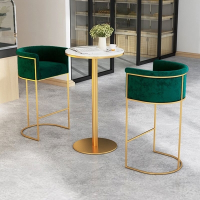 Glam Bar-Set, 1/2/4/7-teilig, Marmor-Bartisch mit gepolsterten Hockern
