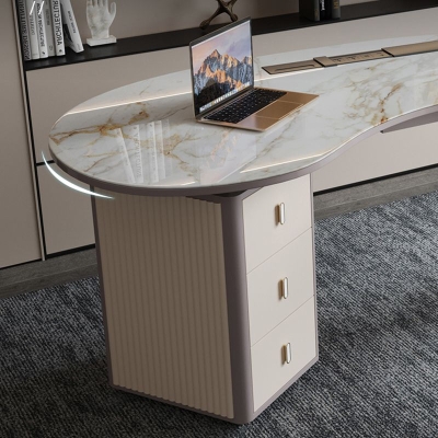 Bureau d'&eacute;criture de style Home Glam, bureau sur pied avec 3 tiroirs