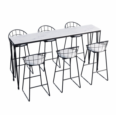 Polierter industrieller Marmor-Bartisch, rechteckiger Bistrotisch f&uuml;r kleine Pl&auml;tze
