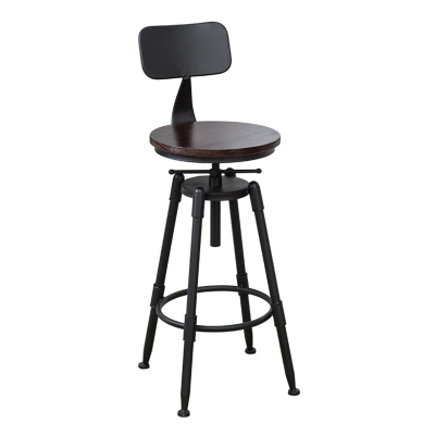 Industrieller armloser, hochklappbarer Thekenhocker, Barhocker aus Eisen mit Pedal f&uuml;r Caf&eacute;