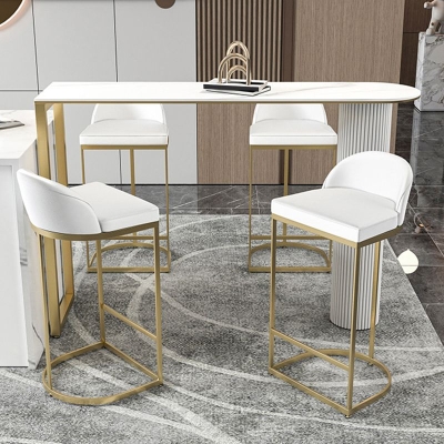 Glam Bucket Dining Stools Armlose Barhocker mit niedriger R&uuml;ckenlehne und Fu&szlig;st&uuml;tze