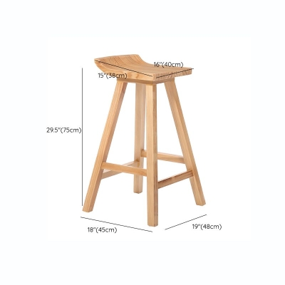 Indoor Modern Footrest Bar Stool Solid Wood Bar & Counter Stool in Natural
