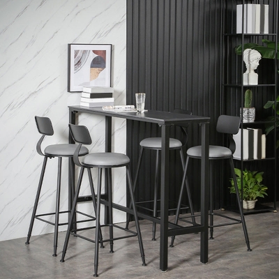 Rechteckiger Bistro-Barschreibtisch mit Steinplatte und industriellem Bartisch mit Metallrahmen