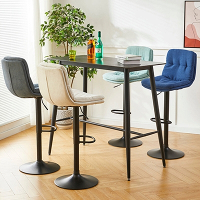 Industrieller, armloser Thekenhocker mit R&uuml;ckenlehne, verstellbarer Caf&eacute;-Barhocker mit Kissen