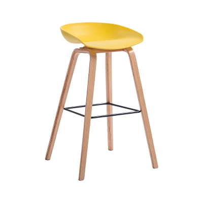 Barhocker aus Kunststoff, Esszimmerhocker mit niedriger R&uuml;ckenlehne und Sockel aus Massivholz