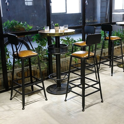 Bartisch im modernen Stil, 1/4-teilig, brauner Holz-Thekentisch