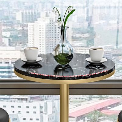 1/2/3-teiliges Bistro-Set aus glamour&ouml;sem Eisen-Stehtisch mit Kunstmarmorplatte und Sockel