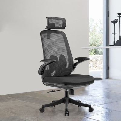 Sedia da scrivania moderna Sedia ergonomica in rete con schienale alto in nero