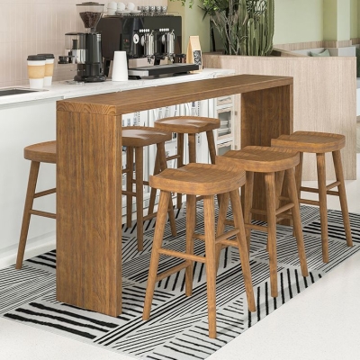 Luxuri&ouml;ses rechteckiges Bartisch-Set aus massivem Holz, 1/4/5/7-teilig, Thekentisch mit Hockern