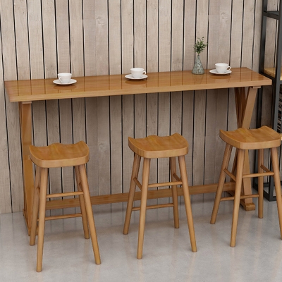 Sgabello da bar moderno in legno massello Tavolo da bar rettangolare in marrone per interni