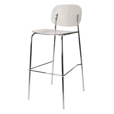 Sgabello da bancone moderno con base argento Sgabello da bancone rettangolare in acrilico con poggiapiedi