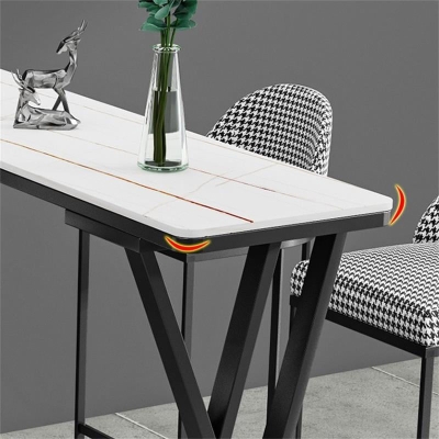 Rechteckiger Bartisch aus gesintertem Stein, Esstisch mit Kufengestell f&uuml;r die K&uuml;che und das Wohnzimmer