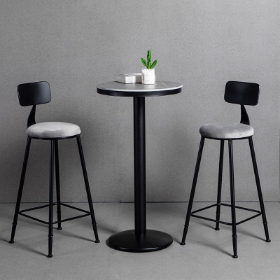 Bartisch-Set mit grauer Steinplatte im industriellen Stil, 1/2/3-teilig, Tresentisch mit hohen Hockern