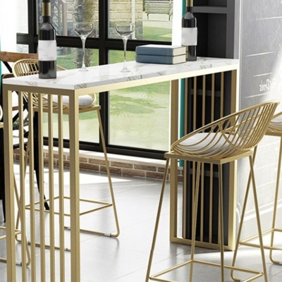 Glam Barh&ouml;hentisch, Bistro-Bartisch mit Kunstmarmorplatte und doppeltem Sockel